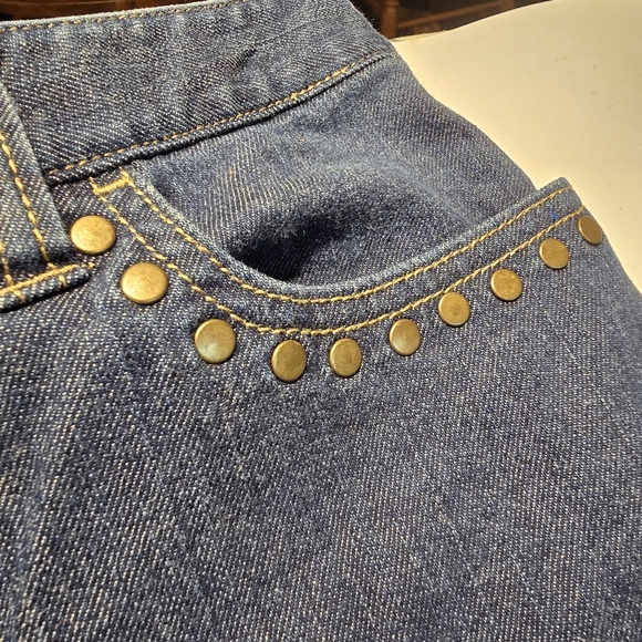 Liz Claiborne Blue Boot Cut Jeans with Gold Studs - Picture 4 of 6